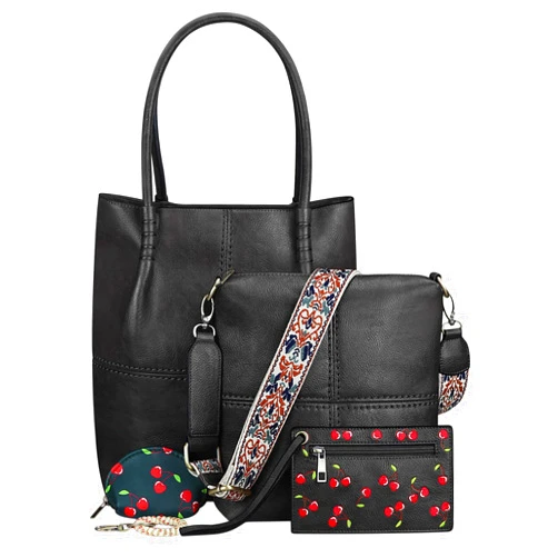 KITATU Vegan Leather Purses and Handbags Set for Women Tote Crossbody Bag Hobo Shoulder Handbags Purse and Wallet Set 4pcs