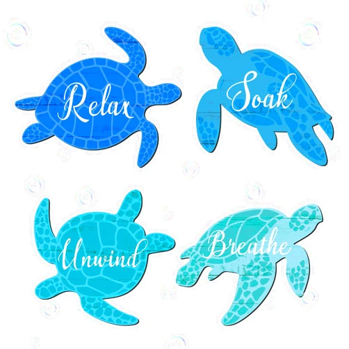 ZhouBoat 4 Pieces Sea Turtle Wall Art for Bathroom Sea Turtle Wall Decor Relax Soak Unwind Breathe Wall Art Bathroom Sign Wooden Sea Turtle Ocean Wall Decor for Home Wall Spa Washroom Laundry(Ocean)
