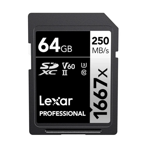 Lexar 64GB Professional 1667x SDXC Memory Card, UHS-II, C10, U3, V60, Full-HD & 4K Video, Up To 250MB/s Read, for Professional Photographer, Videographer, Enthusiast (LSD64GCBNA1667)