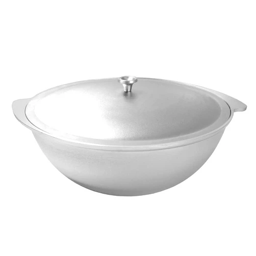 STP GOODS Cast Aluminum Asian Cauldron (Kazan) with Lid, 12.7-qt (12 L), Aluminum Kazan, Dutch Oven Pot, Camping Cookware Kitchen Pot, Oven Safe Aluminum Caldero, Gray