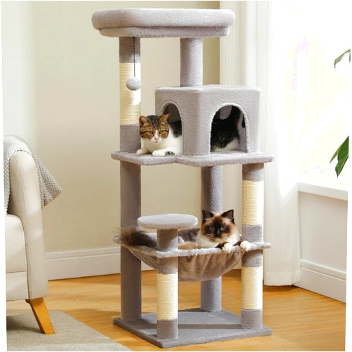 Bed Bath & Beyond 5-Level Cat Tree with Hammock, Condo, Top Perch & 4 Scratching Post Grey