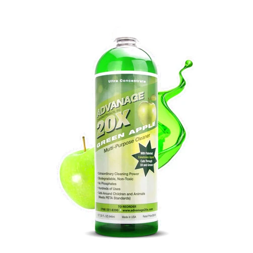 ADVANAGE THE WONDER CLEANER All Purpose Cleaner Concentrate - Advanage 20X The Wonder Cleaner Green Apple for All Surfaces Around The Home, Oil and Grease | Multipurpose Cleaner For All Household Cleaning Needs | 32Oz