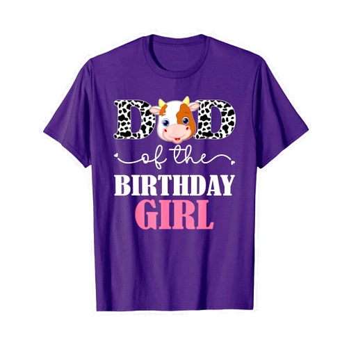 Funny Cow Mom And Dad Birthday Family Tees Dad of The Birthday For Girl Cow Farm Birthday cow daddy 1st T-Shirt