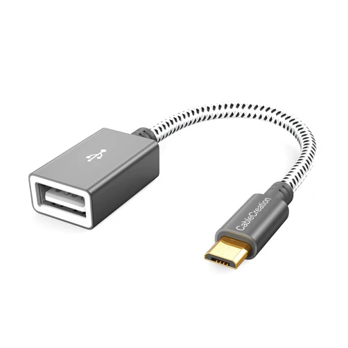 CableCreation USB to Micro USB Adapter 0.15m, USB 2.0 Male to Female for USB Micro-B Devices S7, Flash Drive, Mouse, Keyboard, Game Controller, Aluminum Space Gray