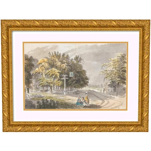 ArtDirect James Miller 18x13 Gold Ornate Frame and Double Matted Museum Art Print Titled: Near Putney
