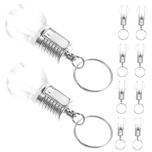 TOYANDONA 10pcs Colorful Changing Led Bulb Keychains Unique Design Portable Mini Light Lamp Torch Keyrings Clear Keychain Flashlight for Everyday Use
