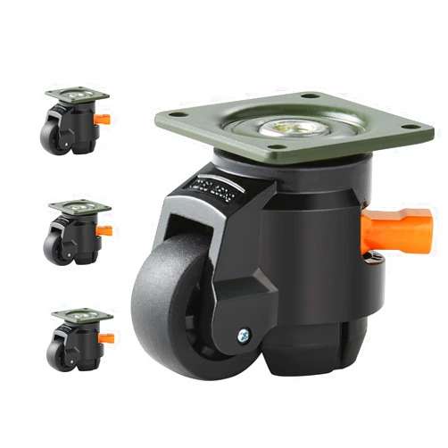 VEVOR Leveling Casters, Set of 4, 2200 lbs Total Load Capacity, 2 inches, Heavy Duty with Upgraded Handle Design, 360 Degree Swivel Caster Wheels, Adjustable Casters with Feet for Workbench, Machine