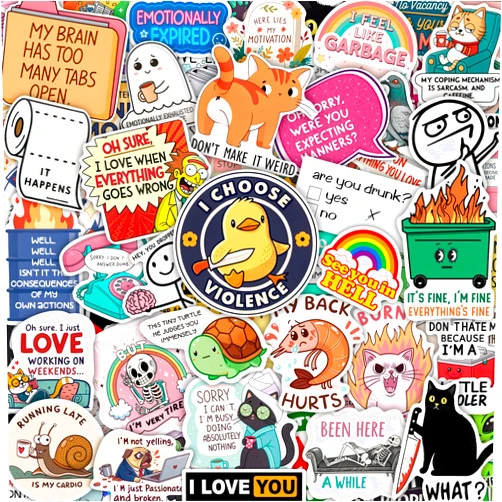 BulbaCraft 100Pcs Sarcastic Stickers for Water Bottle, Laptops, Sarcasm Stickers for Adults - Sarcastic Gifts, Party Supplies - Snarky Decals - Gift for Women & Men
