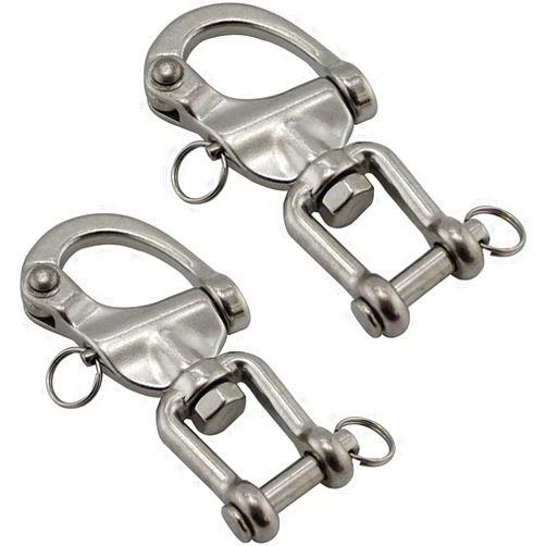 NRC&XRC Pair Jaw Swivel Snap Shackle 316 Stainless Steel for Sailboat Spinnaker Halyard &Diving