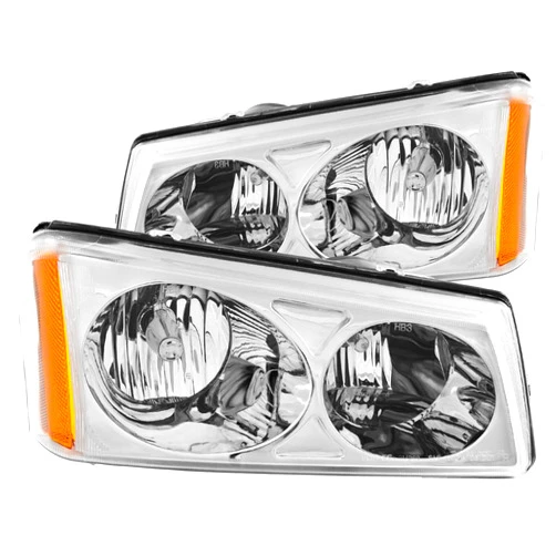 Anzo USA 111010 Chevrolet Avalanche/Silverado Crystal Chrome Headlight Assembly - (Sold in Pairs)