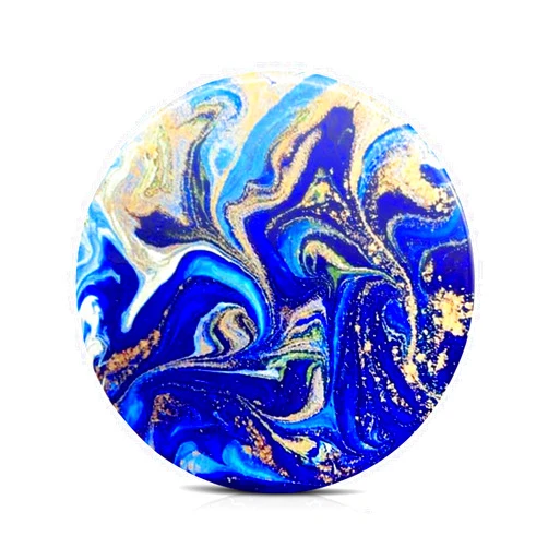 Guruji Divinity Coasters for Drinks – Set of 6 Absorbent Ceramic Stone Coasters with Cork Base and Holder, 4-Inch Round Drink Coasters for Tabletop Protection, Perfect for Cold Beverages (Glossy - Blue)