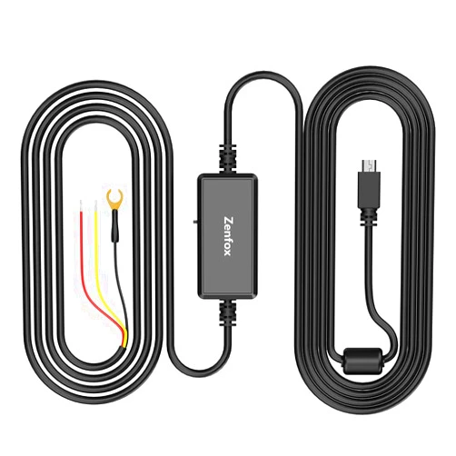 Zenfox Hardwire kit 3-Line Cable with Mini USB Port 12/24V Compatible, Low Voltage Protection for T3 Dash Cam