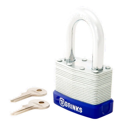 BRINKS - 50mm Laminated Steel Keyed Padlock - Chrome Plated with Hardened Boron Steel Shackle