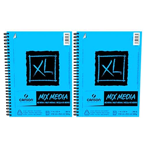Canson XL Series Mix Media Paper Pad, Heavyweight, Fine Texture, Heavy Sizing for Wet and Dry Media, Side Wire Bound, 98 Pound, 7 x 10 Inch, 60 Sheets - 100510926 (7