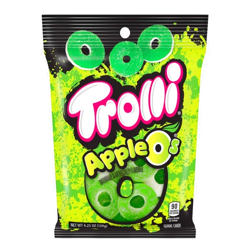 Trolli Apple O's Gummy Rings Candy, 4.25 Ounce Peg Bag (Pack of 12)