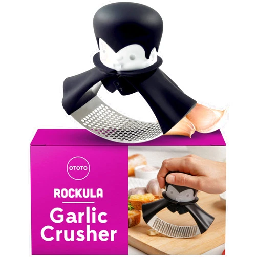 OTOTO Rockula Garlic Press Rocker - Garlic Masher, Garlic Rocker, Rocking Garlic Press Stainless Steel - Garlic Smasher Spooky Gifts - Easy to Clean