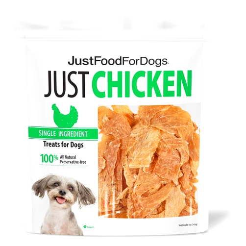 JustFoodForDogs Healthy Dog Treats, Single-Ingredient, Chicken Breast, Made in The USA 5 oz