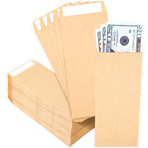 Joyberg 120 PCS Money Envelopes for Cash Kraft Paper, 6.5”x3.2” Small Cash Envelopes for Self-Adhesive, Money Saving Challenge Coin Envelopes for Coin, Check, Budget, Small Item Organizer