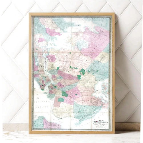 MG Global Historical Poster of Old 1872 of kings county new york | 11x17 12x18 16x24 24x36 Unframed Print Wall Art for Gift | Vintage Antique Rustic Home Office Decor