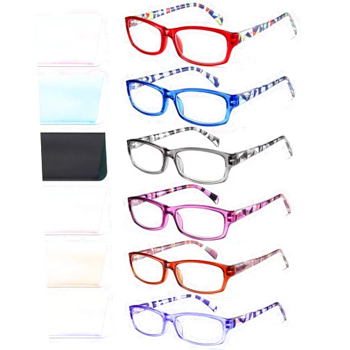 Gaoye Reading Glasses for Women, 6 pack Fashion Readers for Women Men Spring Hinge Eye Glasses, Blue Light Reading Glasses Anti Eyestrain