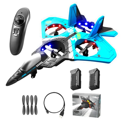 AUGARDEN V17 Jet Fighter Stunt RC Plane 2024 New 2.4GHz Remote Control Airplane with 2 Batteries, 360° Drop-Resistant Stunt Spin Remote & Light RC Airplane for Kids Boys