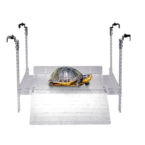 Juilsioa Large Hanging Turtle Ramp, Acrylic Transparent Tortoise Resting Terrace, Tortoise Resting Terrace with Stainless Steel Hooks, for Turtle Tank Aquarium, Turtle Tank Accessories