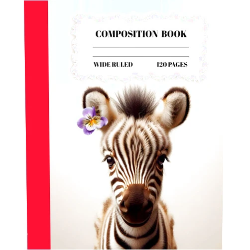 Brainy Besties Cute animals portraits -Baby Zebra-Wild about wildlife series- Composition Notebook: Aesthetic journal for primay school children |120 pages | Wide ... 7.25x9.5 inches | 19.05x23,5 cm | white paper