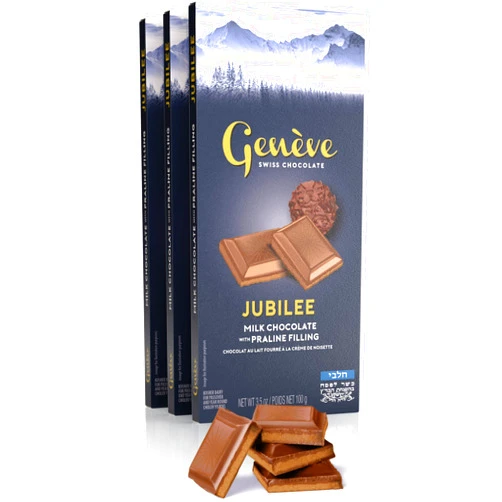 Gefen Geneve Swiss Milk Chocolate with Praline 3.5oz (3 Pack) | Rich & Creamy, All Natural, Kosher for Passover