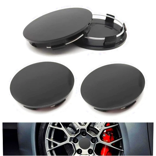 Leediga 4 PCS R60 Wheel Center Covers, Car Rim Hub Caps, Snap-On Wheel Center Hub Caps, Universal for Most Cars (Black)