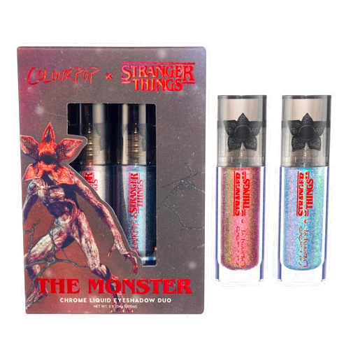 Colourpop x Stranger Things Chrome Liquid Eyeshadow Duo - Color-Shifting Chrome Eyeshadow with Long-Lasting & Ultra-Pigmented Formula - The Monster (2 Count)