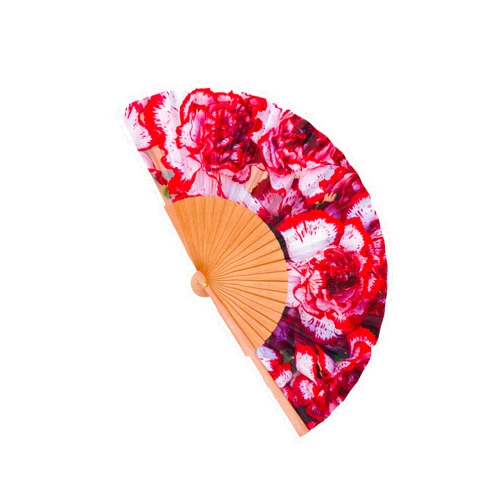 CM CONCHITA MENÉNDEZ Wood and fabric folding hand fan. Handmade in Spain, elegant and modern design. Perfect gift for summer