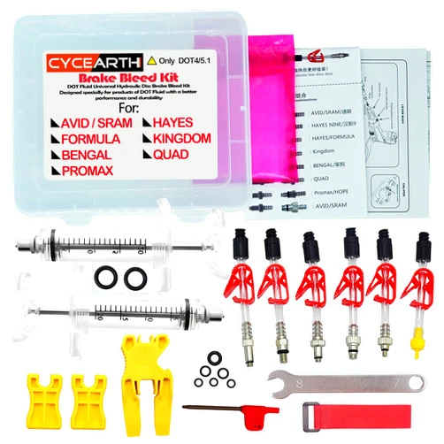 CYCEARTH Bicycle Brake DOT Oil Bleed Kit for Avid Sram Code5 Code R Juicy Ultimate Elixir Formula Hayes Bngal Hope Quad Hydraulic Disc Tools