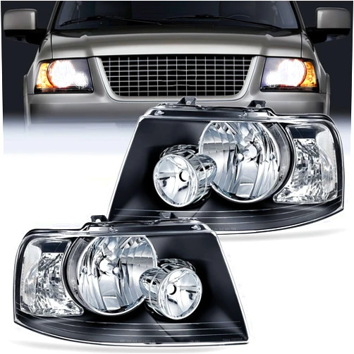 Nilight Headlight Assembly Compatible with 2003 2004 2005 2006 Ford Expedition Headlamps Replacement Black Housing Clear Reflector Lens Driver and Passenger Side