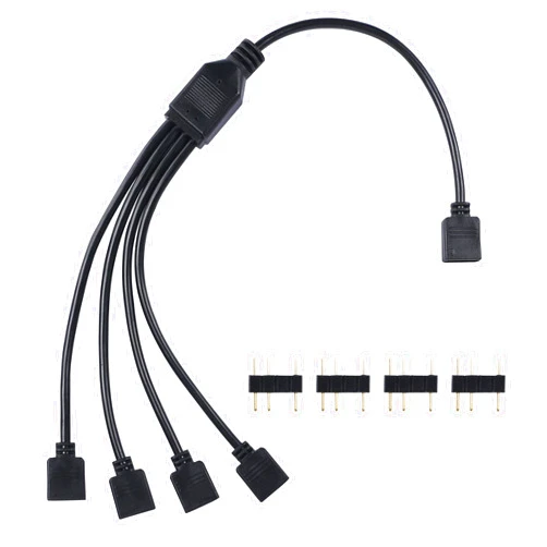 YACSEJAO ARGB Splitter Cable 5V 3Pin Addressable RGB 1 to 4 Splitter Cable with Male Pins for Computer Chassis, CPU Cooler and 5V ARGB Fan