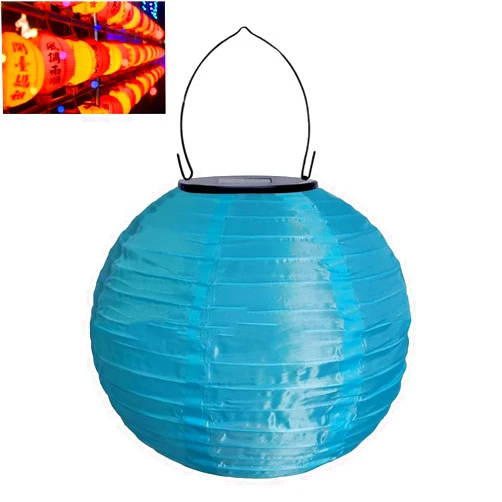 ALLYCHAT 12 Inch Waterproof Solar Powered Lanterns，Outdoor Solar Lanterns，2024 New Outdoor/ Indoor Hanging Solar Lanterns Chinese Traditional Nylon Hanging Lanterns LED Garden Decorative Light（Baolan）