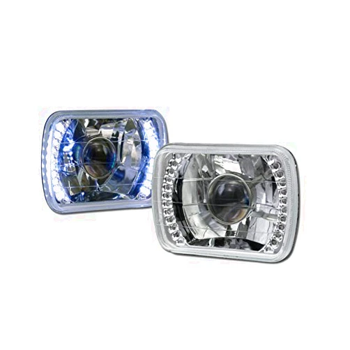 S & T RACING INC S&T Racing Universal 7X6 Chrome DRL White LED Sealed Beam Projector Head Lights Lamp for H6052, H6054 & H6014
