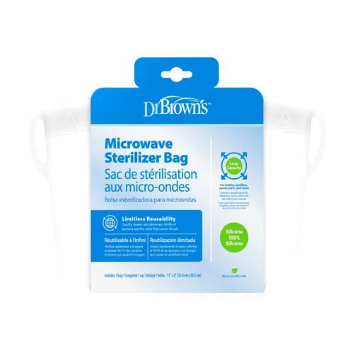 Dr. Brown's Dr. Brown’s 100% Silicone Microwave Steam Sterilizer Bag for Baby Bottles, Breast Pump Parts & Other Toddler Accessories, Reusable Sterilizing Bag