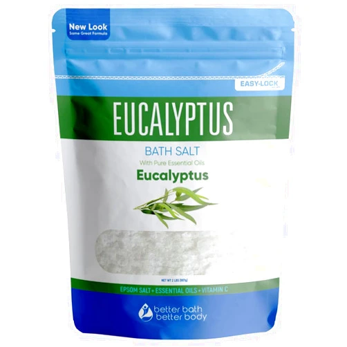 Better Bath Better Body Eucalyptus Bath Salt 32 Ounces Epsom Salt with Natural Eucalyptus Essential Oil Plus Vitamin C in BPA Free Pouch with Easy Press-Lock Seal