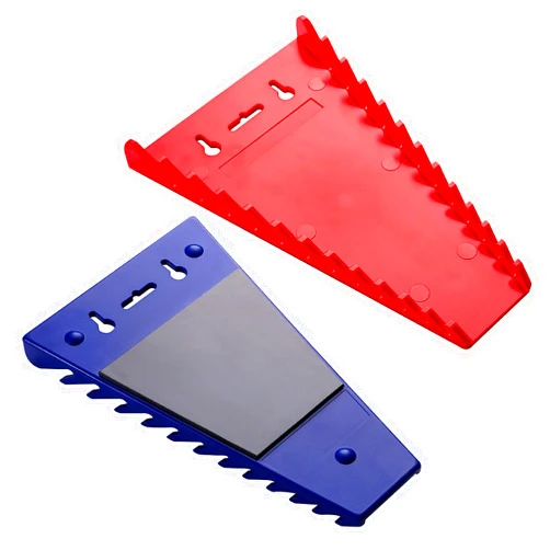 ALOANES 24-Slot Magnetic Wrench Organizer, Wrench Organizer Tray for Tool Box&Wall Mounted, Wrench Holder Fit SAE & Metric Wrench Storage, 2 Pack(Red&Blue)