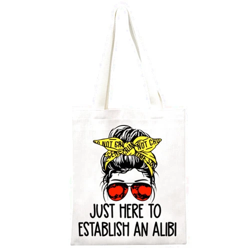 GJTIM True Crime Gift Seriel Killer Gift Just Here to Establish and Alibi Makeup Bag for Crime Show Fan(Alibi Tote)