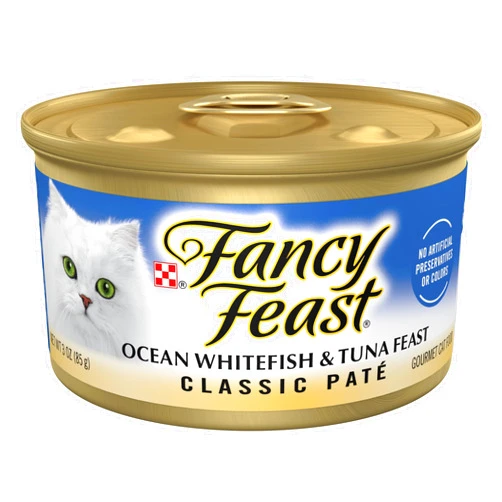 Fancy Feast Purina Fancy Feast Classic Pate Ocean Whitefish and Tuna Feast Classic Grain Free Wet Cat Food Pate - (Pack of 24) 3 oz. Cans