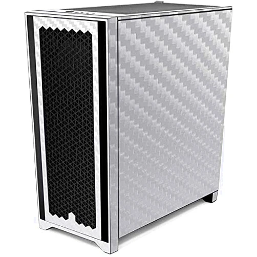 Skinit Decal Gaming Skin Compatible with Corsair 4000D Tempered Glass Mid-Tower ATX Case - Skinit Originally Designed White Carbon Fiber Design