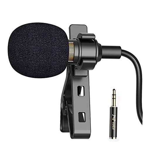 PoP voice 16 Feet Lavalier Microphone for 3.5mm Devices, Android and Camera - Noise Cancelling Lapel Mic TRRS Omni Mic for Phones, TikTok, Video Recording (with a TRS Adapter, 2 Clips and 4 Covers)