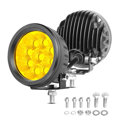 NIWAKER POWERSPORTS Round LED Pods Yellow, Niwaker 2PCS 54W 3 Inch Round Fog Light Pod LED Off Road Lights Amber LED Driving Lights Round LED Pod Lights Flood Light Bar LED Work Lights for Truck Pickup ATV UTV Motorcycle