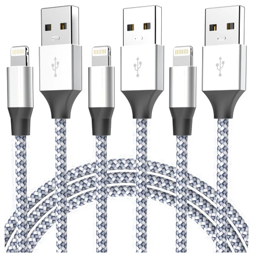 Aukelan Durable iPhone Charger Cord 6ft 3Pack [Apple MFi Certified] Lightning Cable Nylon Braided Fast Charging Cable Compatible with iPhone 14/13/12 Pro Max/12Pro/11