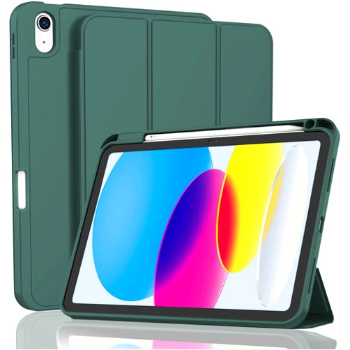 ZryXal New iPad 10th Generation Case 10.9 Inch 2022 with Pencil Holder, Smart iPad Case with Soft TPU Back [Support Auto Wake/Sleep] (New Midnight Green)