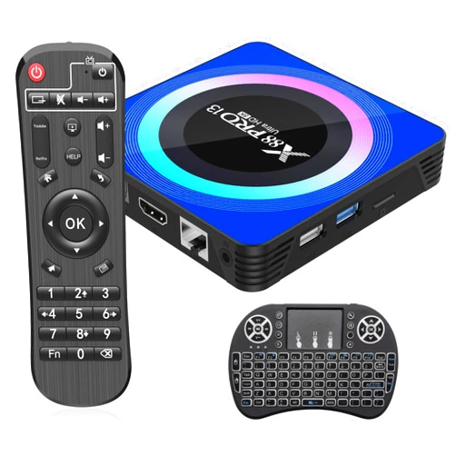 Sidiwen Android TV Box 13.0, Android Box 4GB RAM 64GB ROM, Quad Core Android Smart 8K TV Box with Mini Keyboard Support 2.4G/5.0GHz Dual WiFi 100M Ethernet Bluetooth