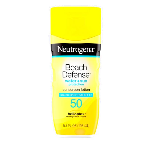 Neutrogena Beach Defense Water-Resistant Sunscreen Lotion with Broad Spectrum SPF 30, Oil-Free and PABA-Free Oxybenzone-Free, UVA/UVB Sun Protection, SPF 50, 6.7 fl. oz