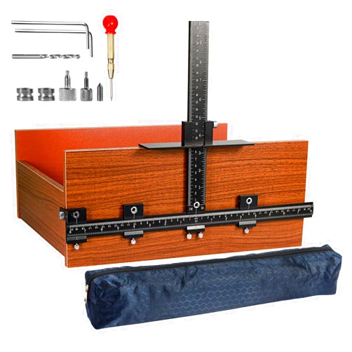Mokoala Cabinet Hardware Jig- All Aluminum Alloy Cabinet Handle Jig with Automatic Center Punch, Cabinet Hardware Template Tool Set for Installing Handles and Pulls on Cabinet/Drawer/Door