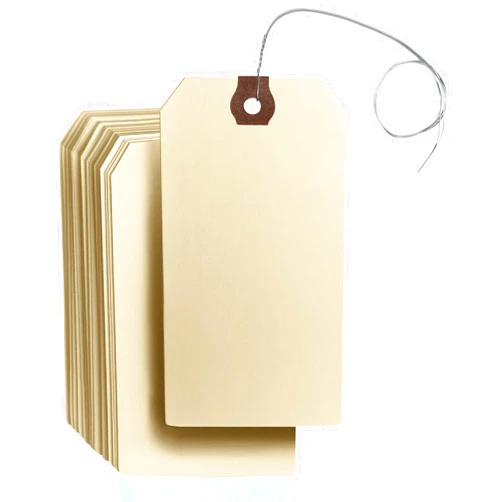 Gillraj Milan GILLRAJ® Shipping Tags with Wires Pre- Attached, Size 4 3/4 x 2 3/8 inches - Pack of 100 - Manila Paper Hang Tags Labels Reinforced Eyelet Hole